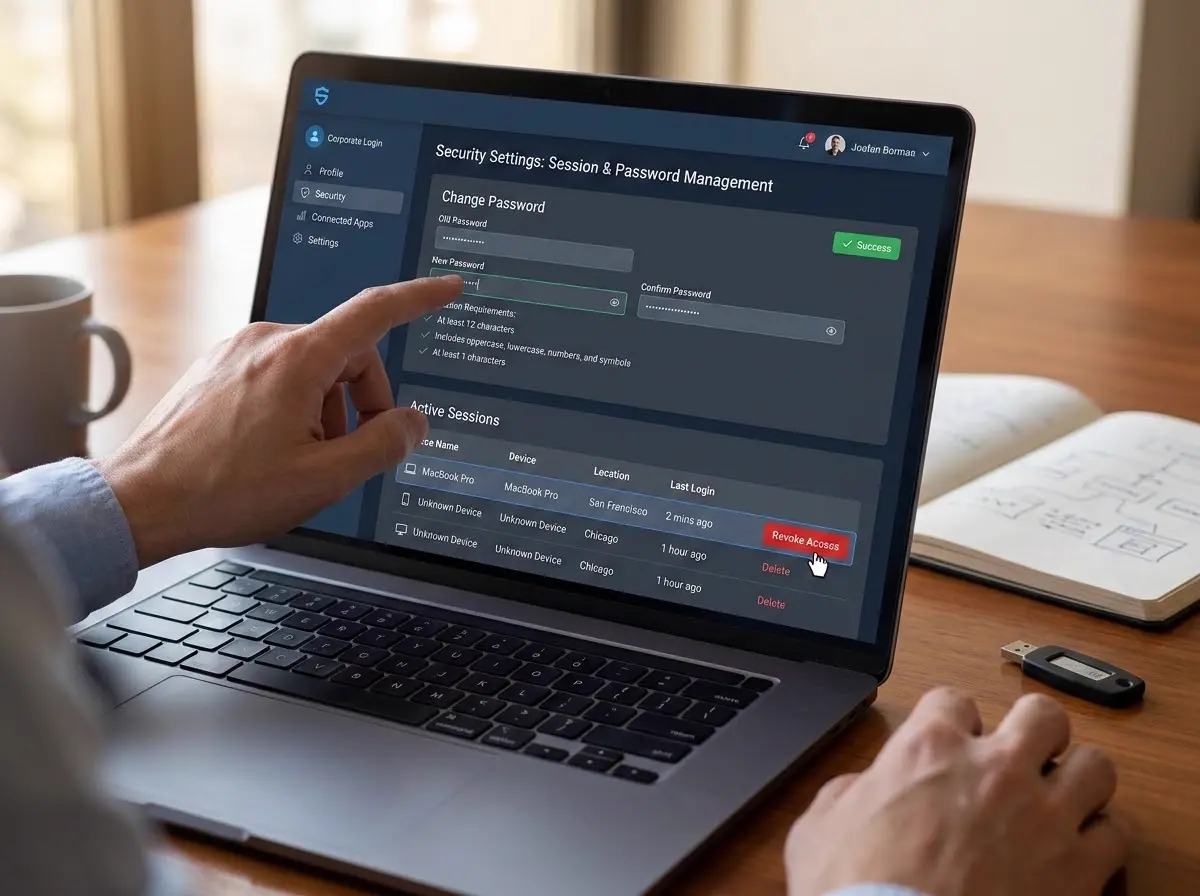 IT staff resetting compromised credentials and closing attacker access
