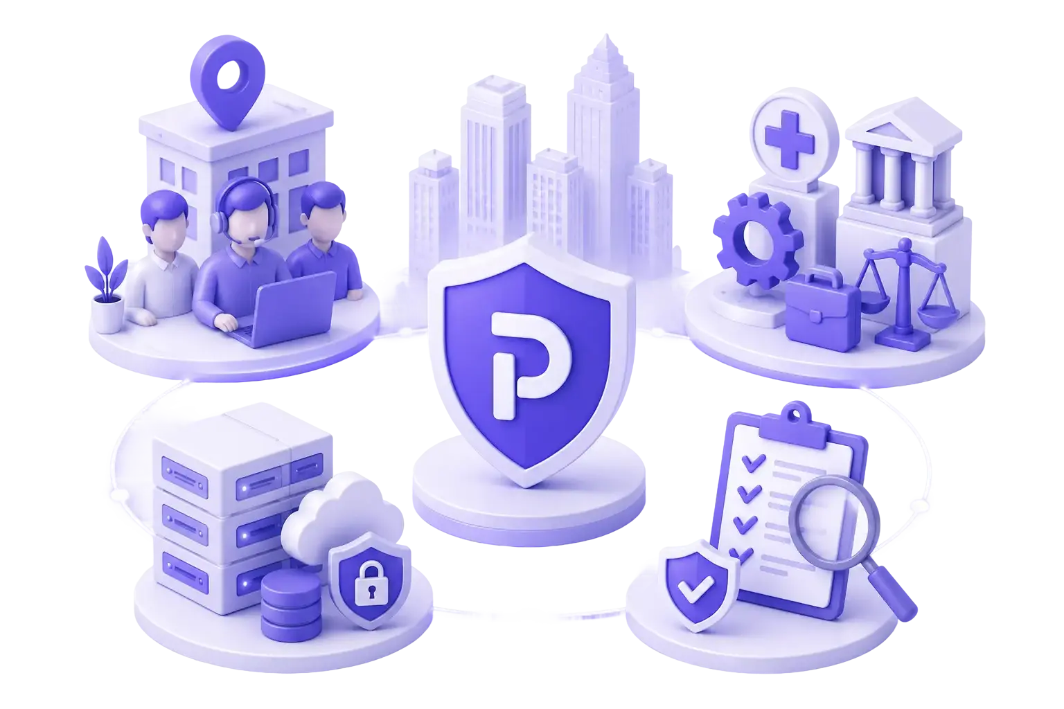 Illustration of Oviedo businesses supported by ProSource managed IT